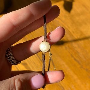 leather choker necklace with pearl